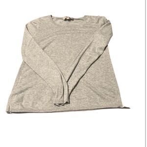 Loft size small long sleeve grey sweater with white lace inset on sides EUC